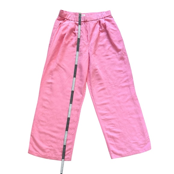Via Bovio Wide Leg Linen Blend Pink Pants High Rise Vacation Travel Italy Sz XL - Picture 2 of 15